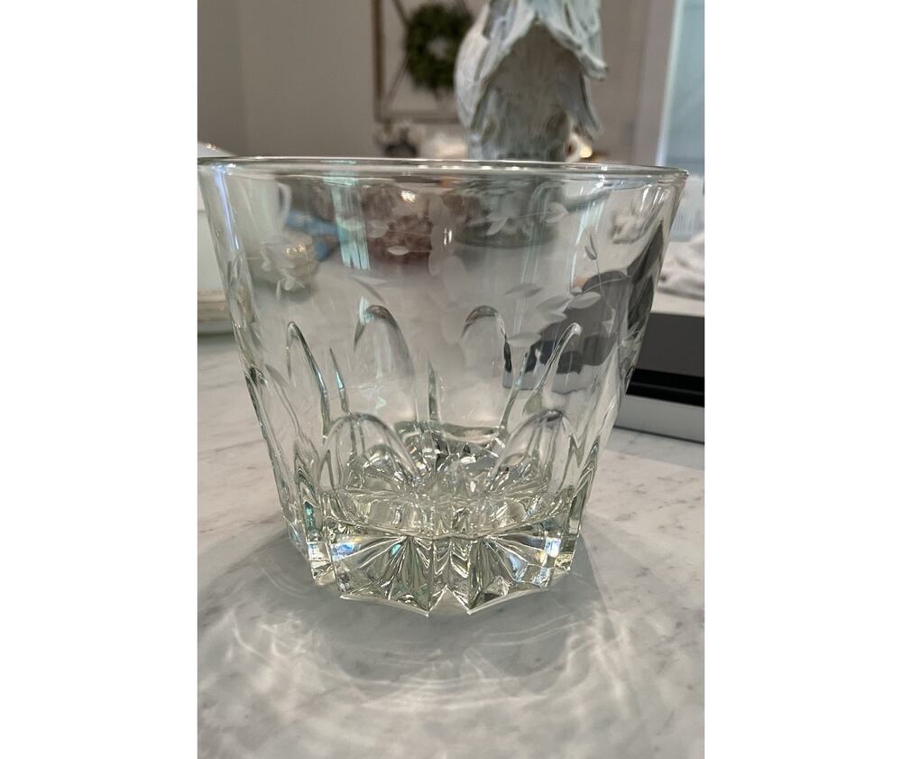 Princess House Crystal Ice Bucket Heritage Etched Design Vintage 1980 5.5" Tall